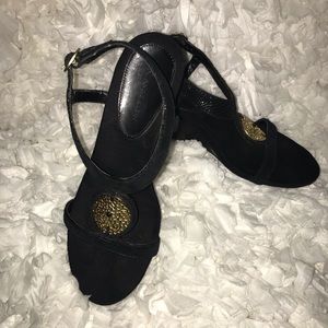 Anne Klein Black Casilda Wedge Sandals